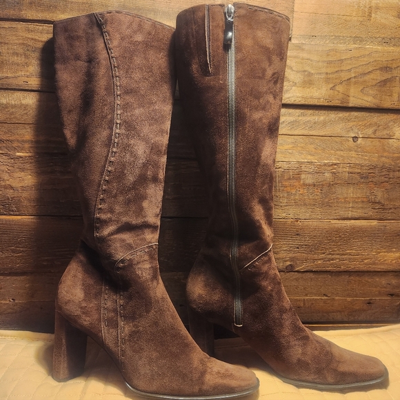 Enzo Angiolini Brown Suede Knee-High Boots - Picture 4 of 11